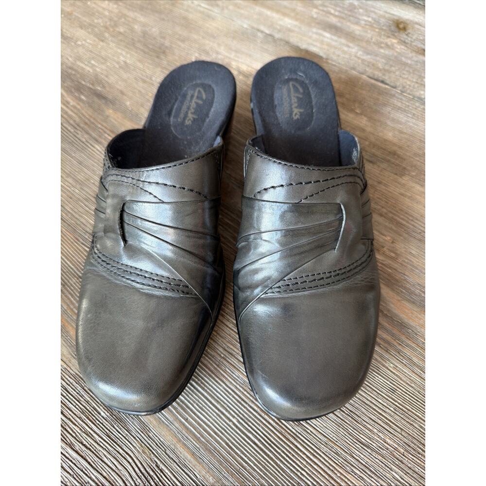 Clarks Shoes Womens Size 9 M Brown Leather Mule Slip On bendables Comfort Clogs